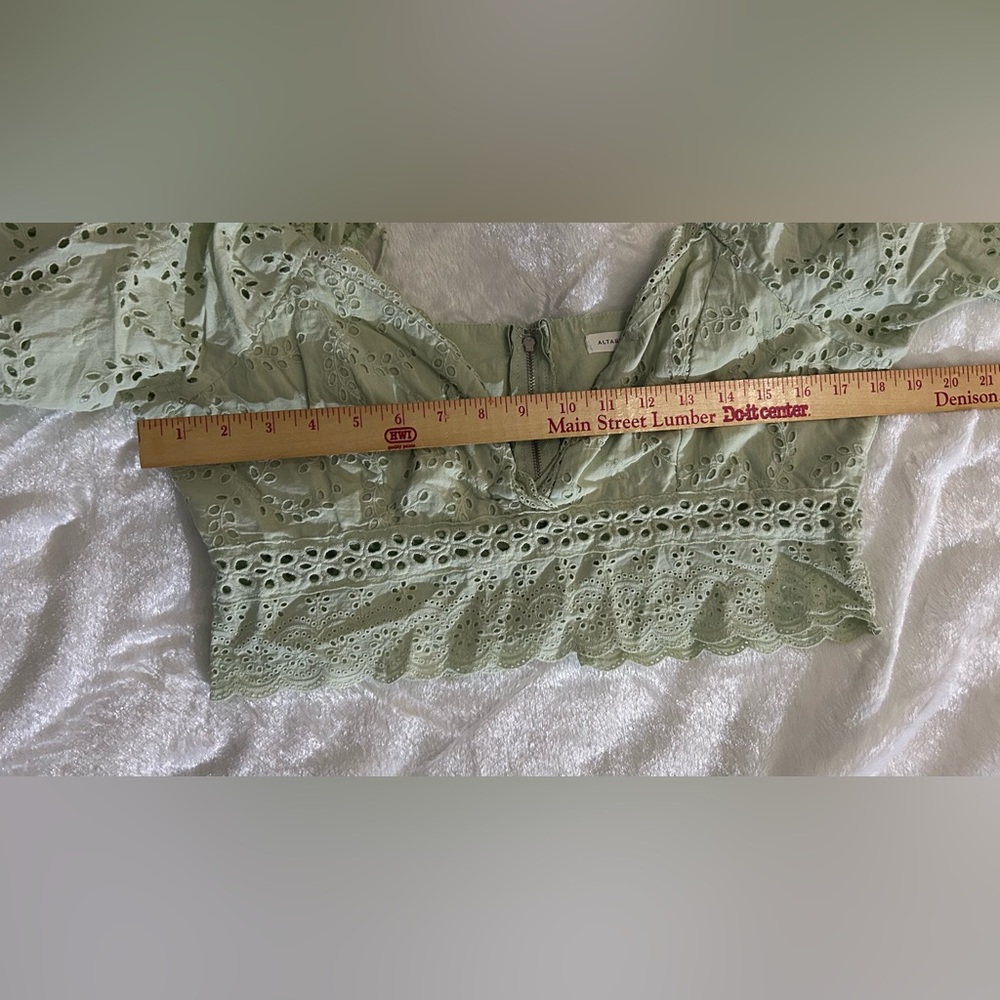 Altar’d State Eyelet Crop Top Green Size XL - Picture 12 of 13